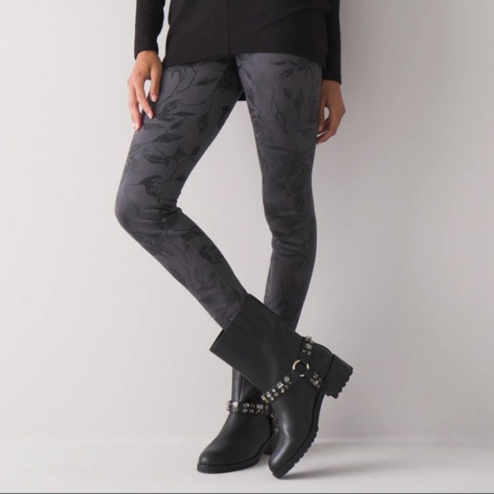 NWT White House Black Market Gray Leggings With Black Design